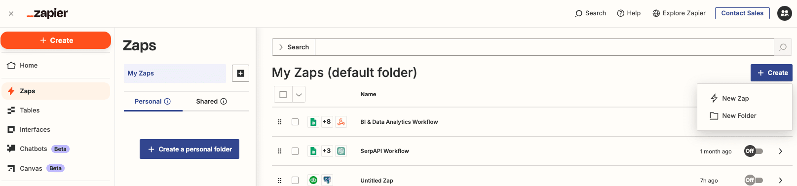 Use the app creation screen in Zapier