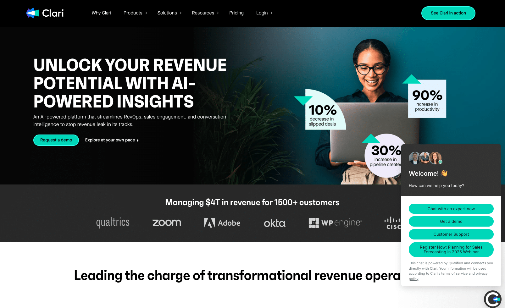 Screenshot of Clary's homepage