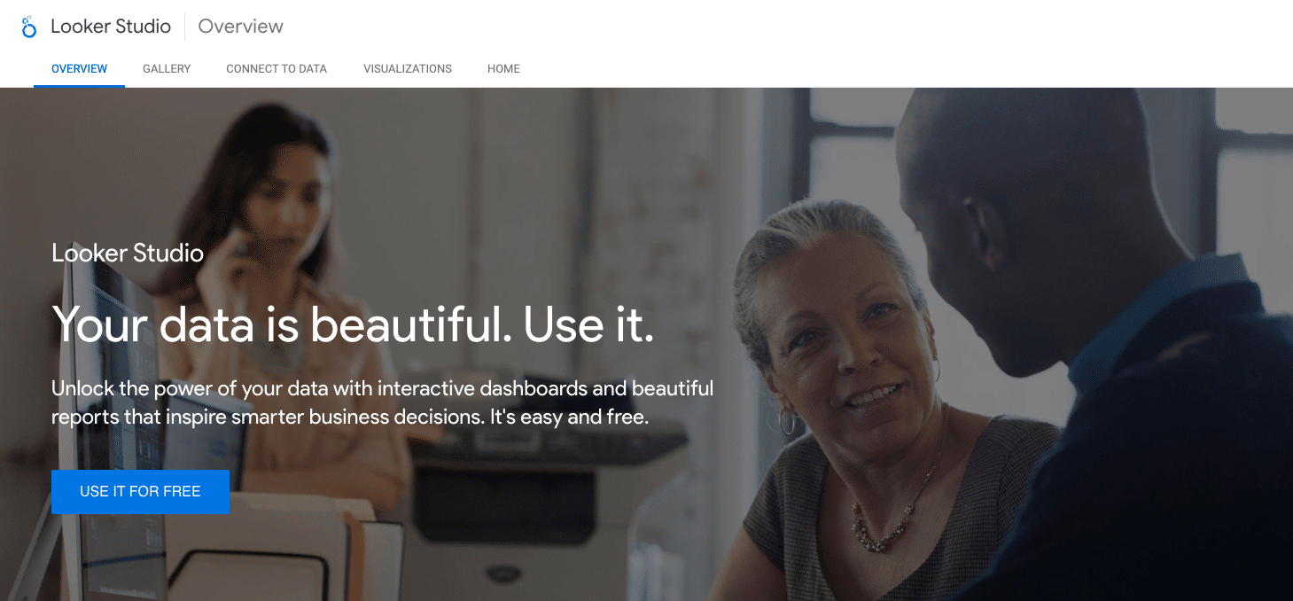 A screenshot of Looker Studio's homepage?