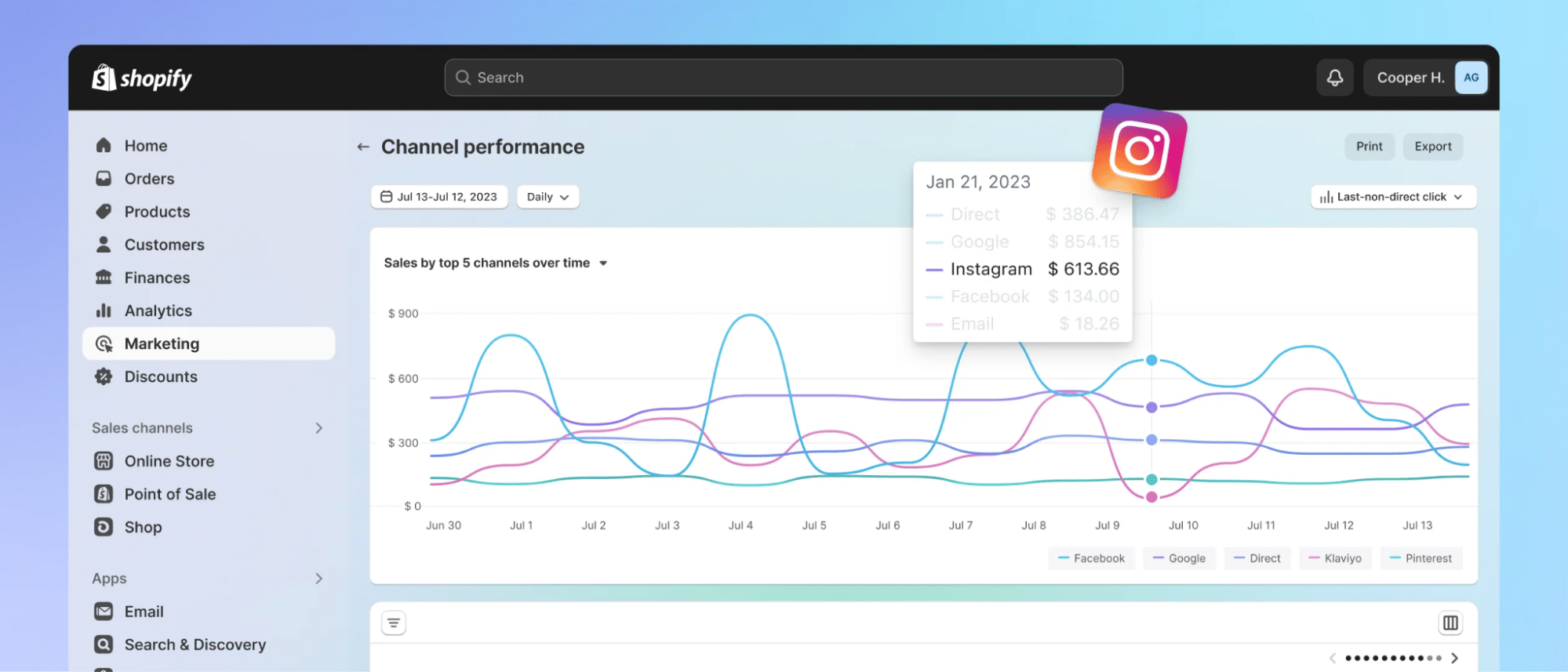 Screenshot of Shopify's homepage