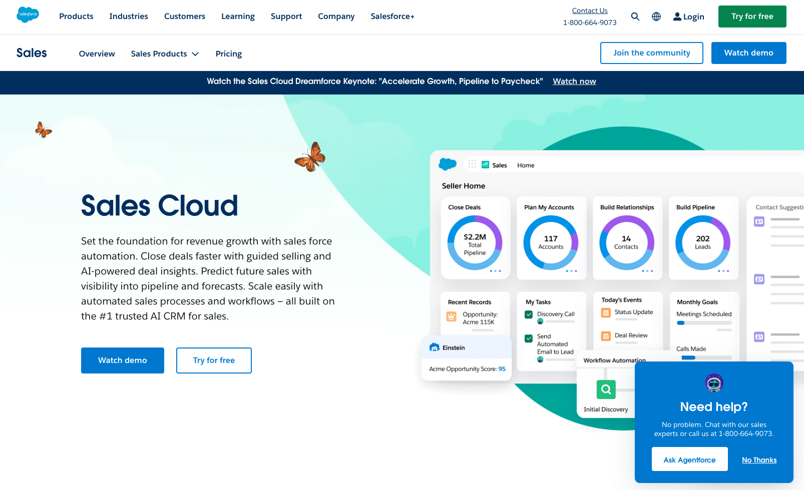 A screenshot of Salesforce Sales Cloud homepage.