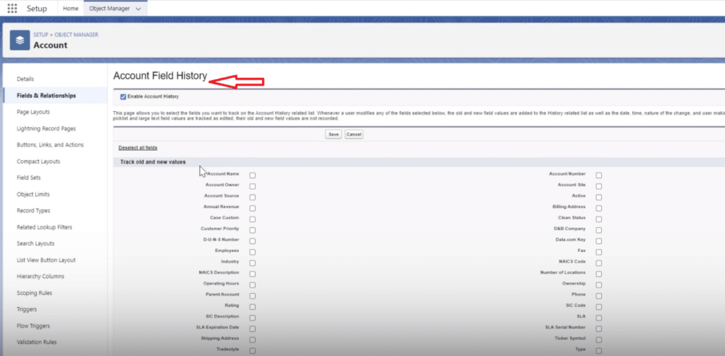 salesforce field history tracking